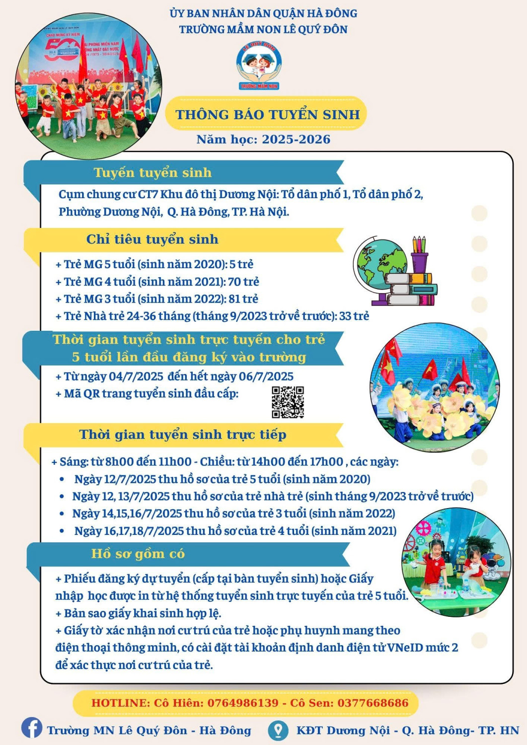 Thông báo tuyển sinh của trường Mầm non Lê Quý Đôn